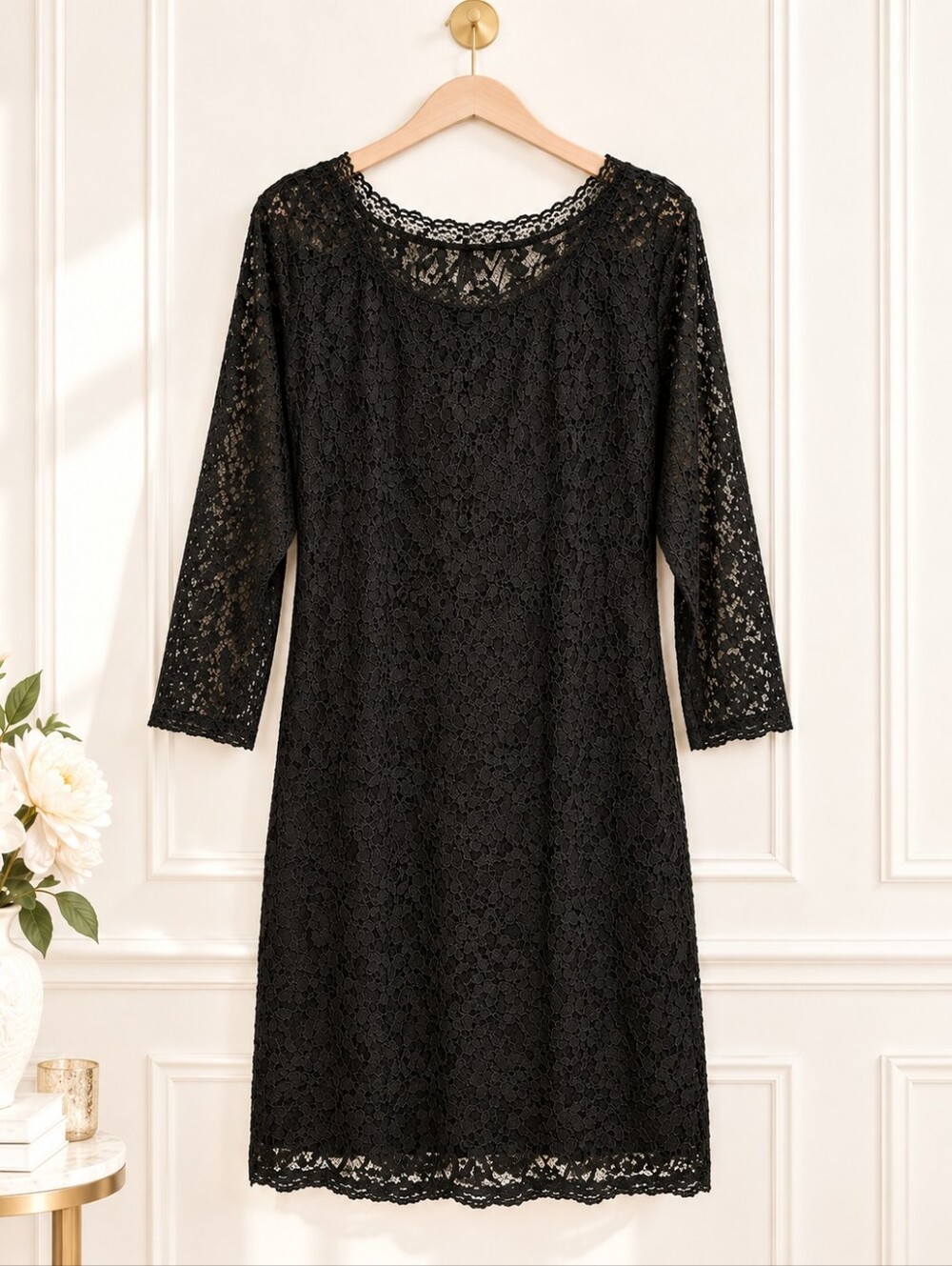Candalite Black Lace Dress Romantic Cocktail Evening Midi Dress | Size 2X - Picture 6 of 9